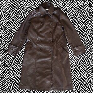 ★ Max Studio Brown Faux Leather Trench Coat ★